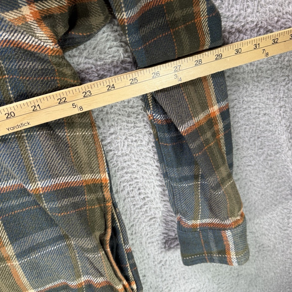 Orvis Flannel Shirt Mens Large Green Plaid Big Bear Shacket Pockets Heavyweight - Picture 12 of 13